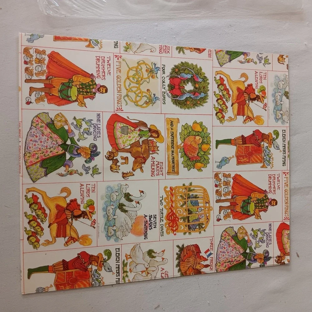 Current The Twelve Days Christmas Gift Wrap 1980 Vintage 24x30 Sheet 1 Card